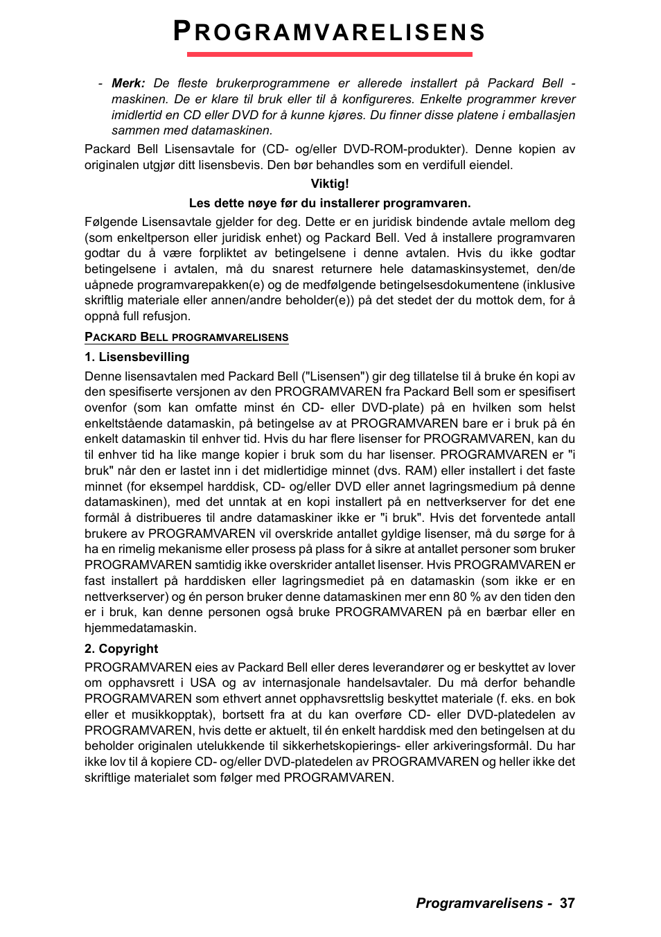 Programvarelisens | PACKARD BELL EN LV11HC Quick Start Guide User Manual | Page 319 / 920