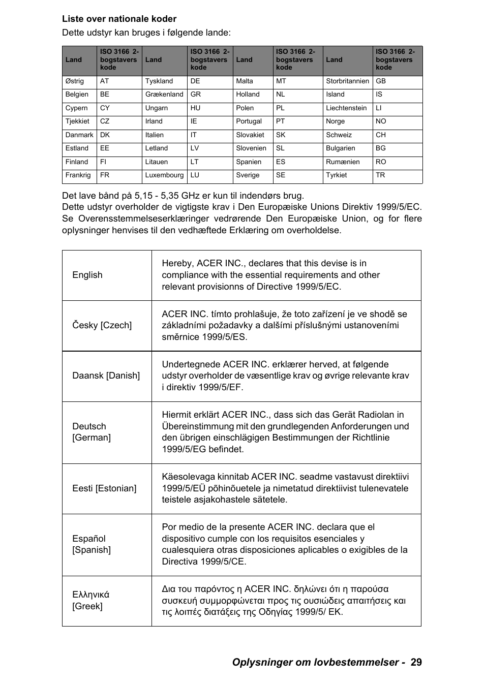Oplysninger om lovbestemmelser - 29 | PACKARD BELL EN LV11HC Quick Start Guide User Manual | Page 349 / 920