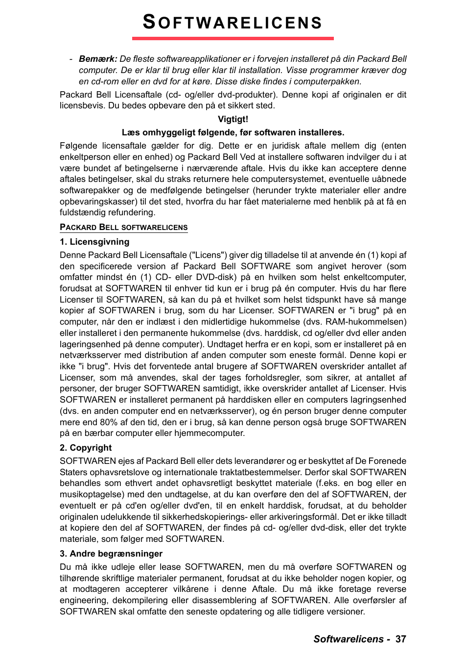 Softwarelicens | PACKARD BELL EN LV11HC Quick Start Guide User Manual | Page 357 / 920