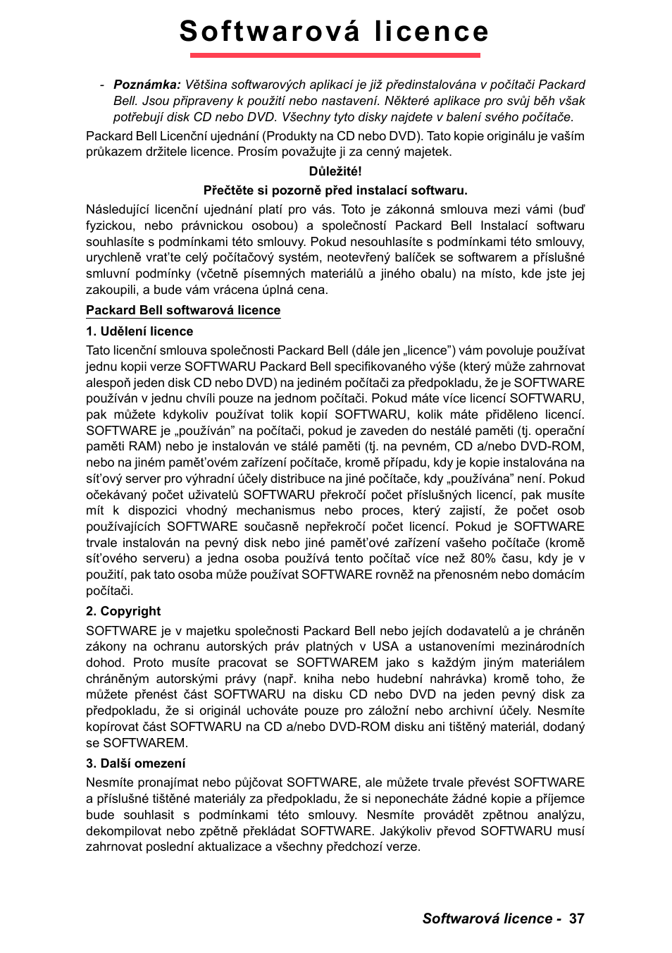 Softwarová licence | PACKARD BELL EN LV11HC Quick Start Guide User Manual | Page 595 / 920