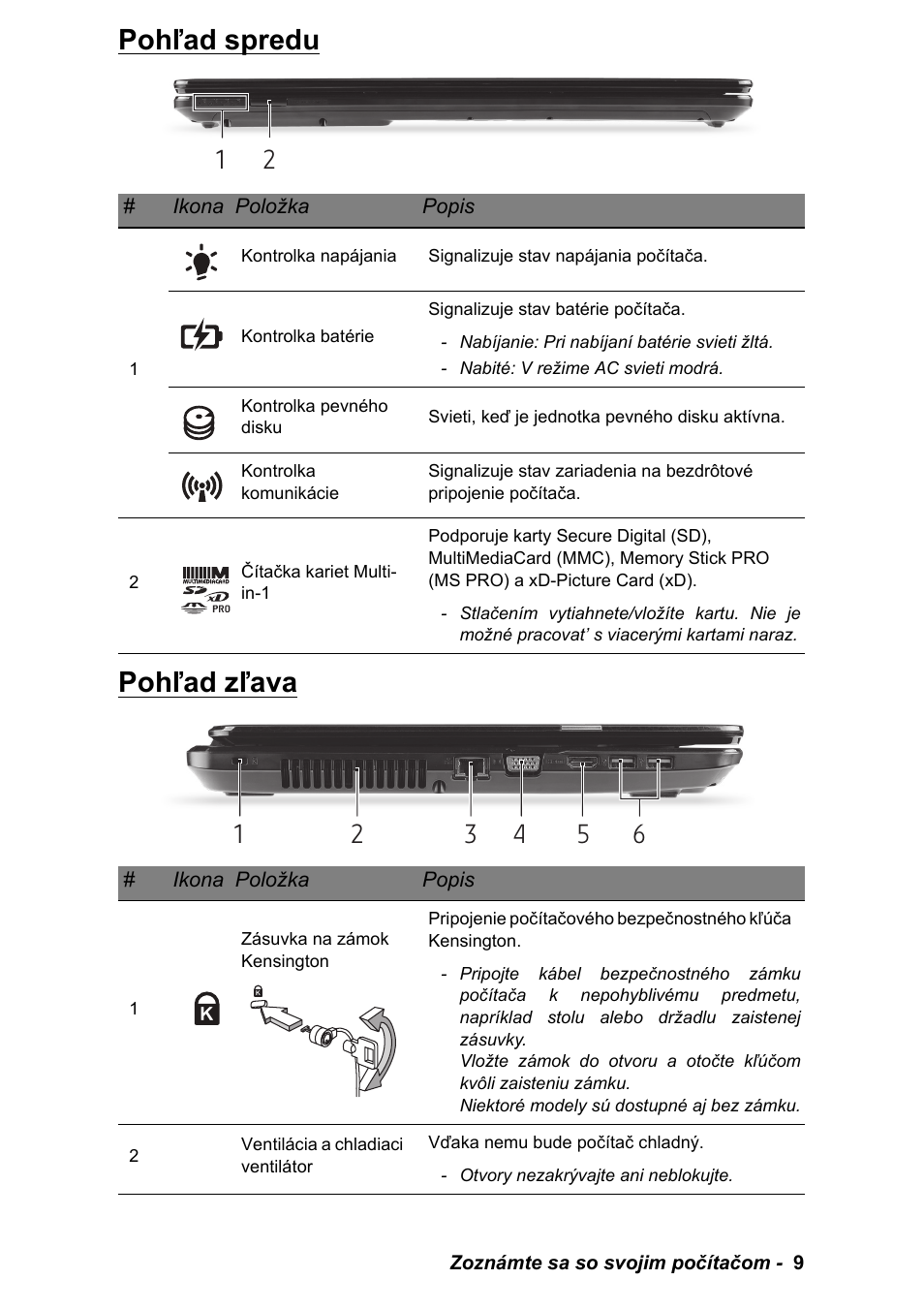 Pohľad spredu, Pohľad zľava, Pohľad spredu pohľad zľava | PACKARD BELL EN LV11HC Quick Start Guide User Manual | Page 605 / 920