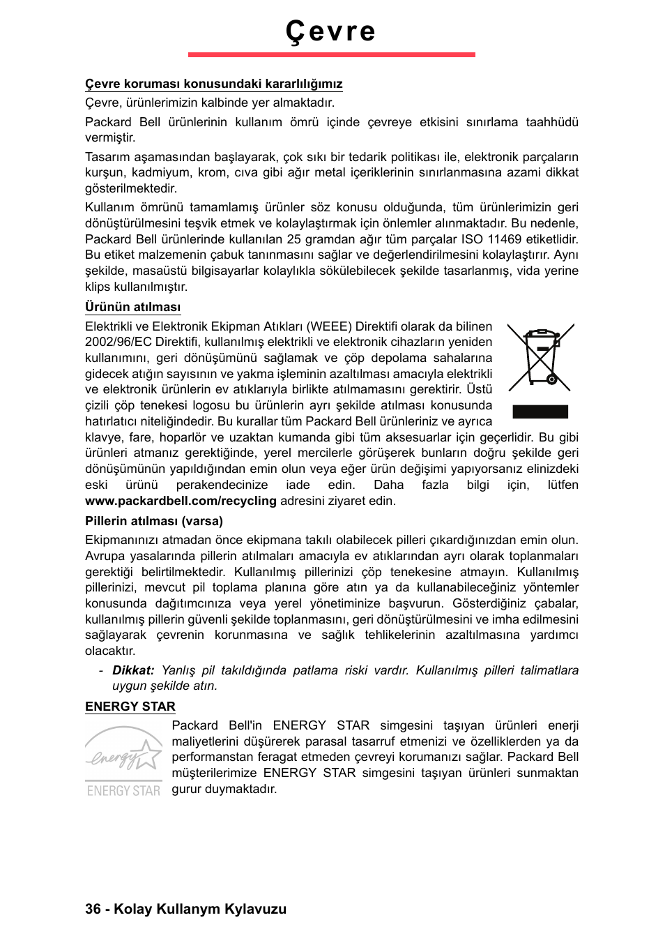 Çevre | PACKARD BELL EN LV11HC Quick Start Guide User Manual | Page 798 / 920