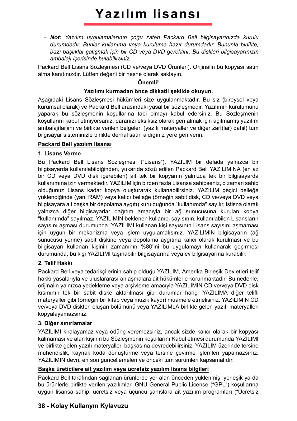 Yazılım lisansı | PACKARD BELL EN LV11HC Quick Start Guide User Manual | Page 800 / 920