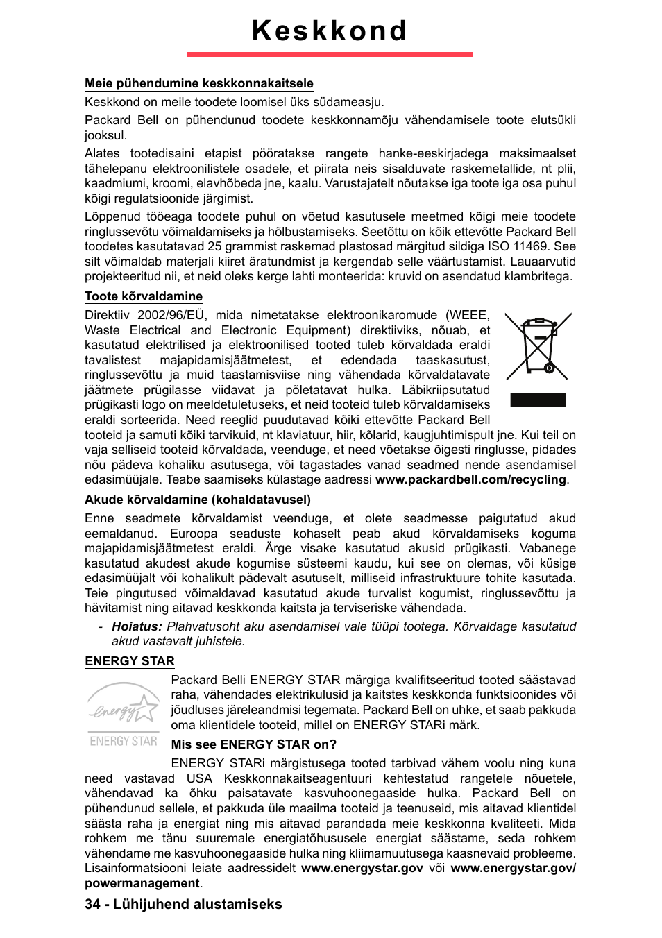 Keskkond | PACKARD BELL EN LV11HC Quick Start Guide User Manual | Page 836 / 920