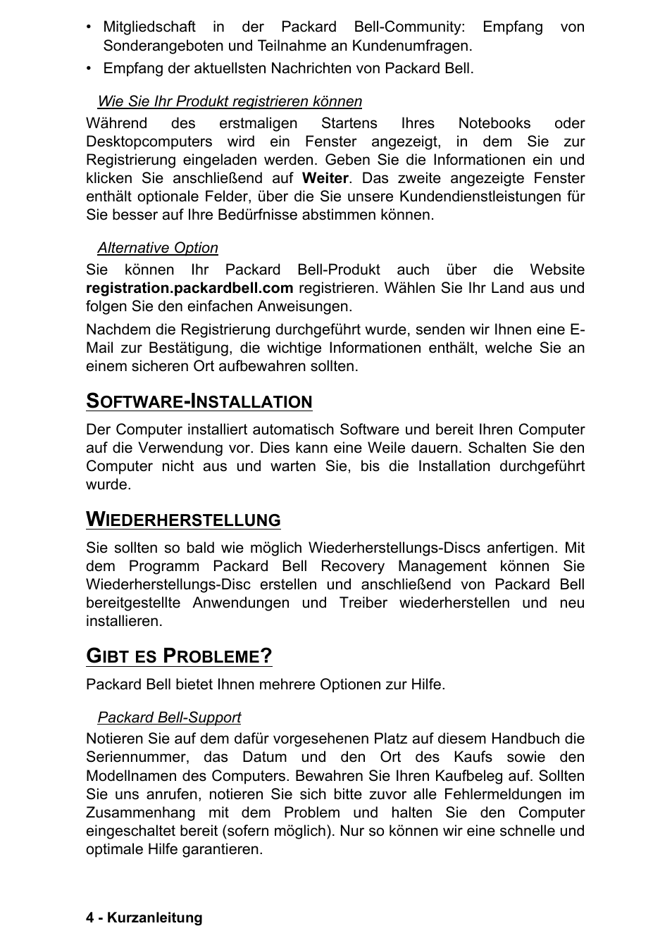 Software-installation, Wiederherstellung, Gibt es probleme | PACKARD BELL EN LV11HC Quick Start Guide User Manual | Page 84 / 920