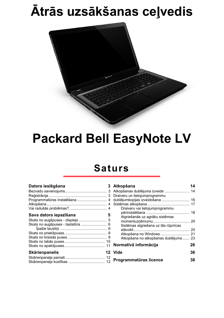 Latviski, Saturs | PACKARD BELL EN LV11HC Quick Start Guide User Manual | Page 841 / 920