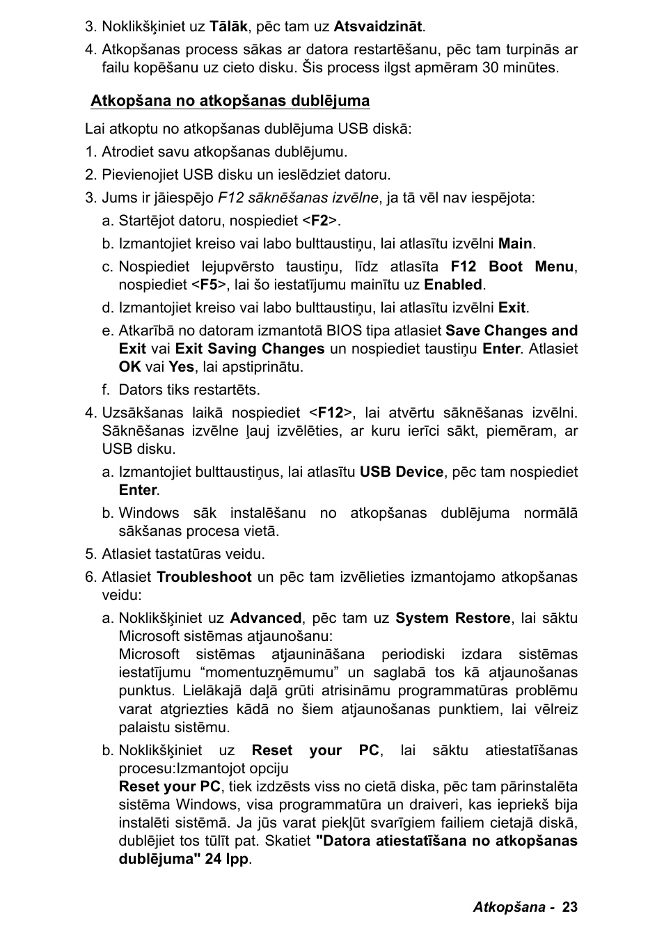 Atkopšana no atkopšanas dublējuma | PACKARD BELL EN LV11HC Quick Start Guide User Manual | Page 863 / 920