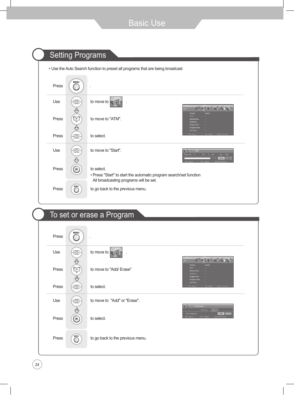 Basic use | Daewoo DLP-2622 User Manual | Page 24 / 48