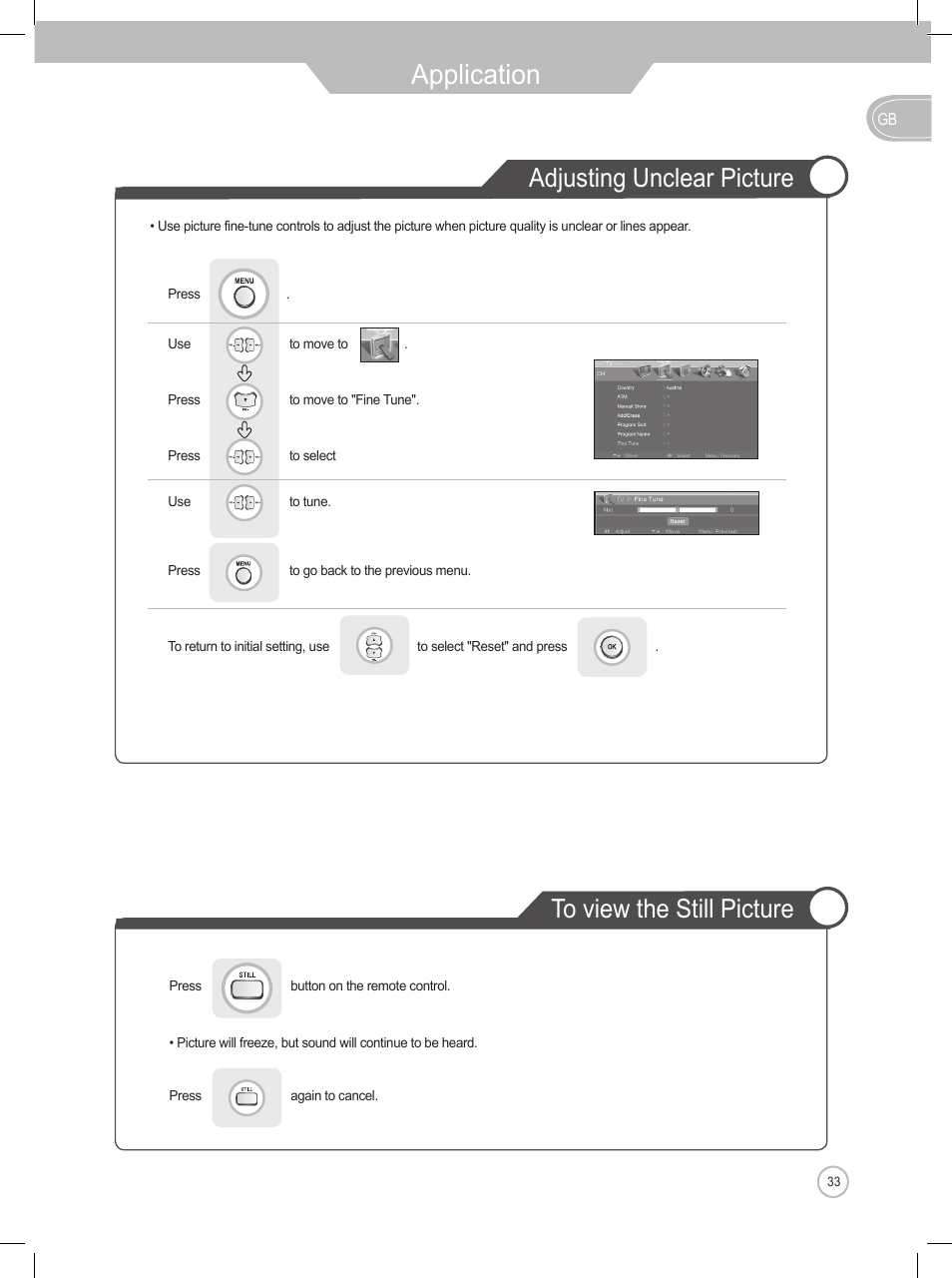 Application, Adjusting unclear picture | Daewoo DLP-2622 User Manual | Page 33 / 48