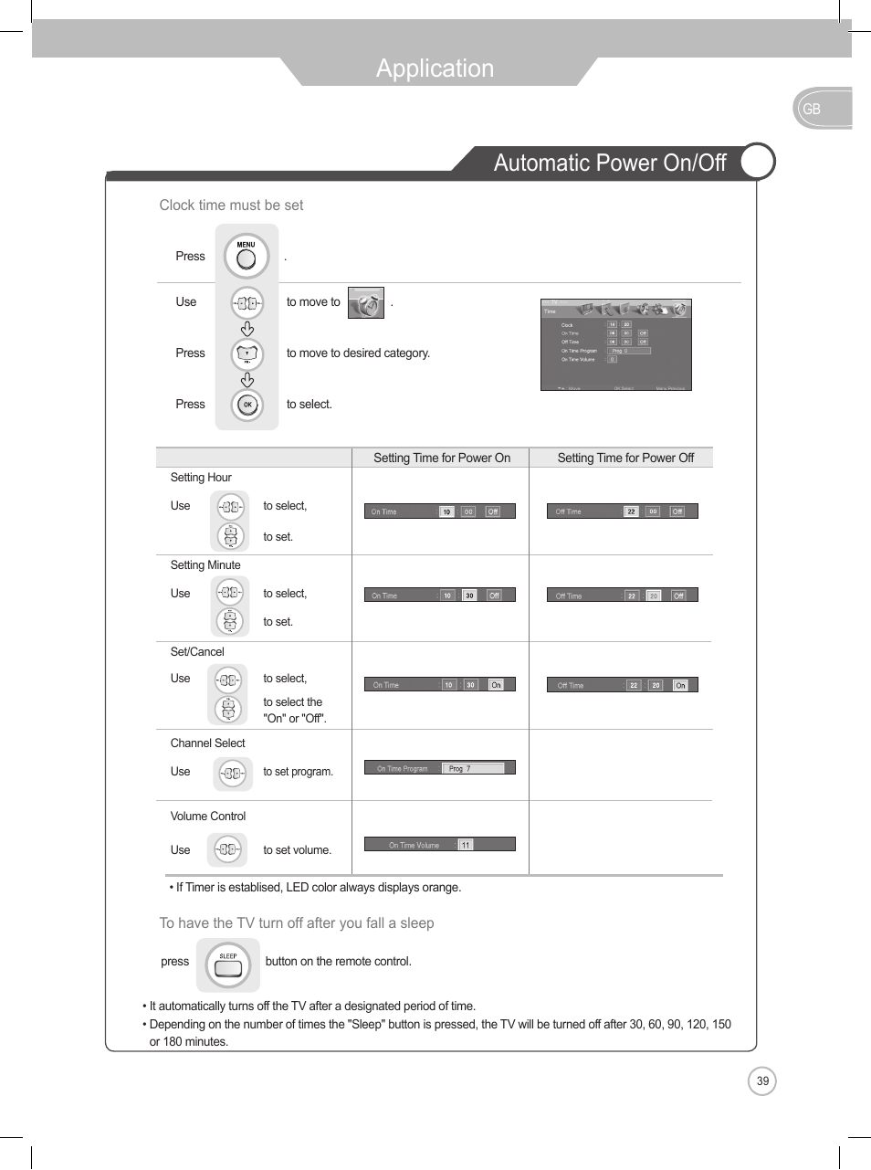 Application, Automatic power on/off | Daewoo DLP-2622 User Manual | Page 39 / 48