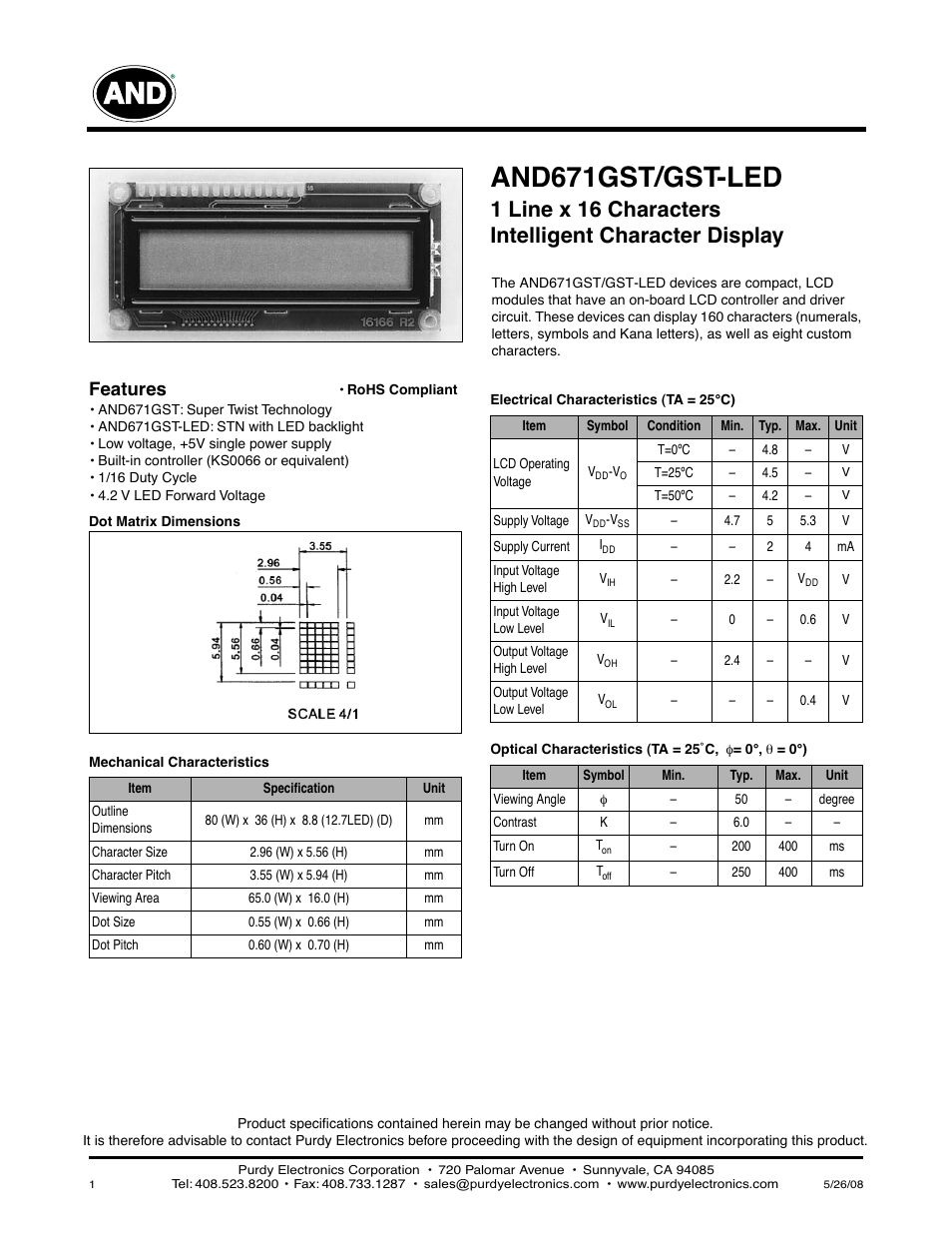 Purdy AND671GST User Manual | 4 pages