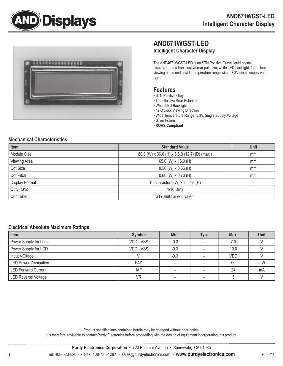 Purdy AND671WGST-LED User Manual | 6 pages