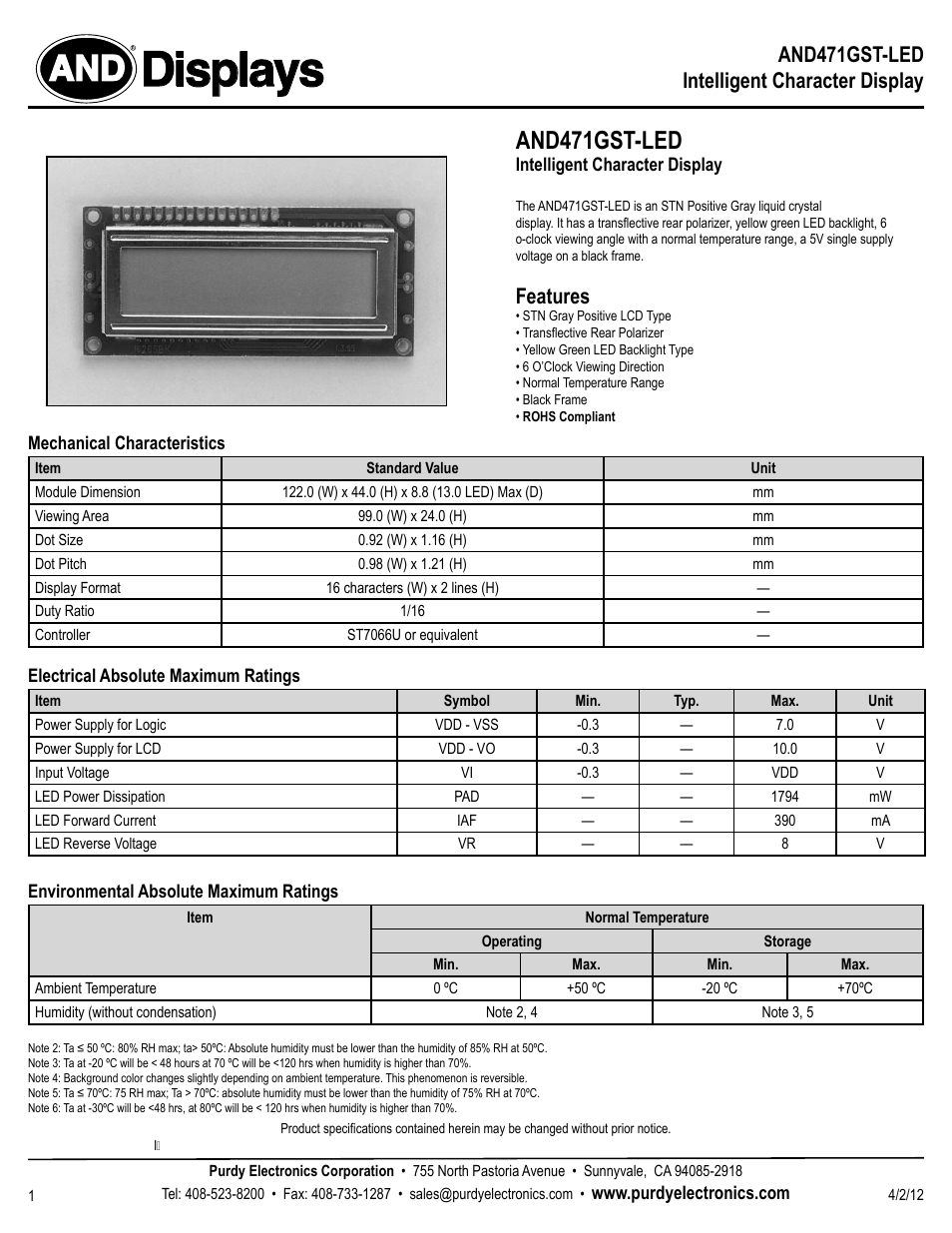 Purdy AND471GST-LED User Manual | 4 pages