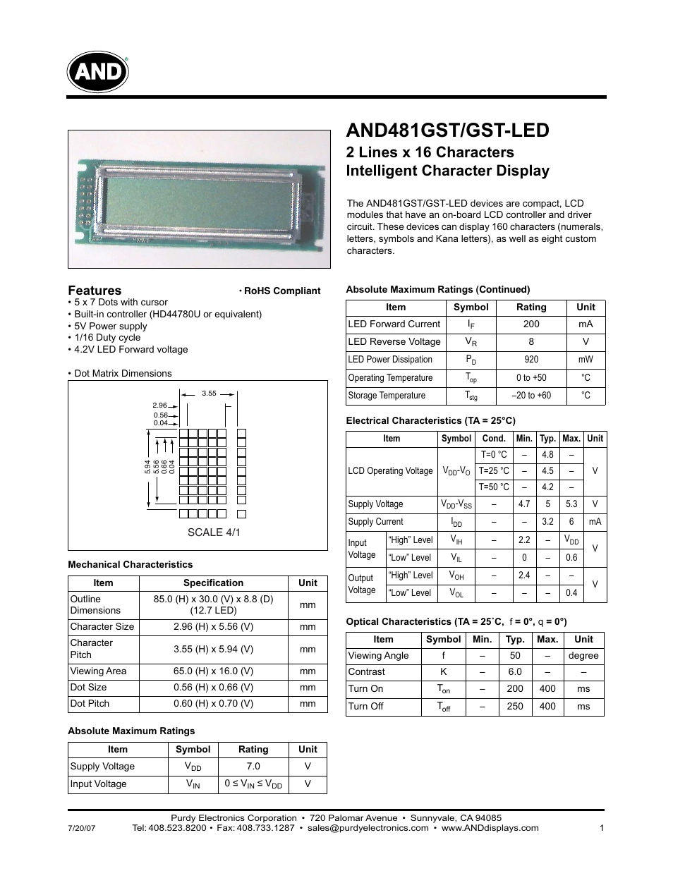 Purdy AND481GST User Manual | 2 pages