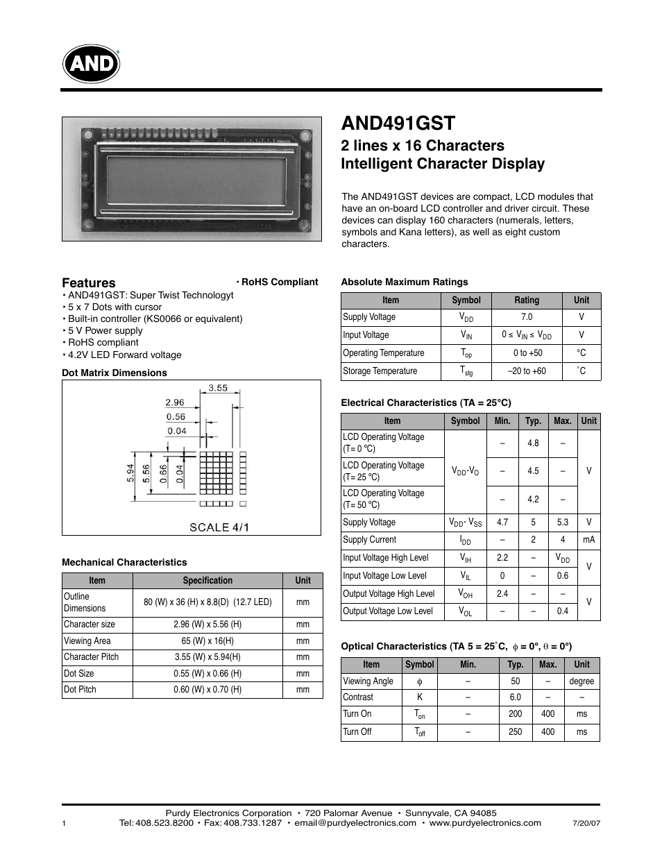 Purdy AND491GST User Manual | 2 pages