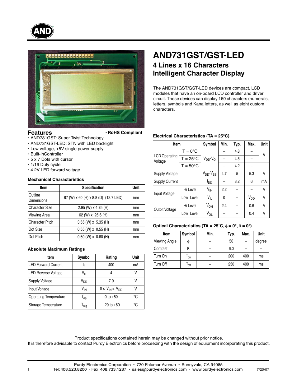 Purdy AND731GST/GST-LED User Manual | 2 pages