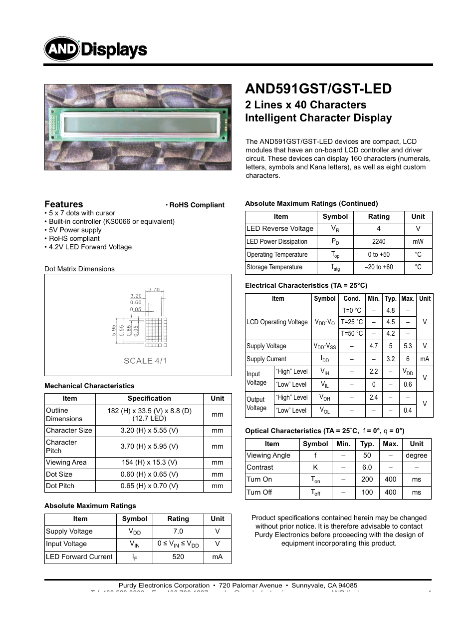 Purdy AND591GST/GST-LED User Manual | 2 pages