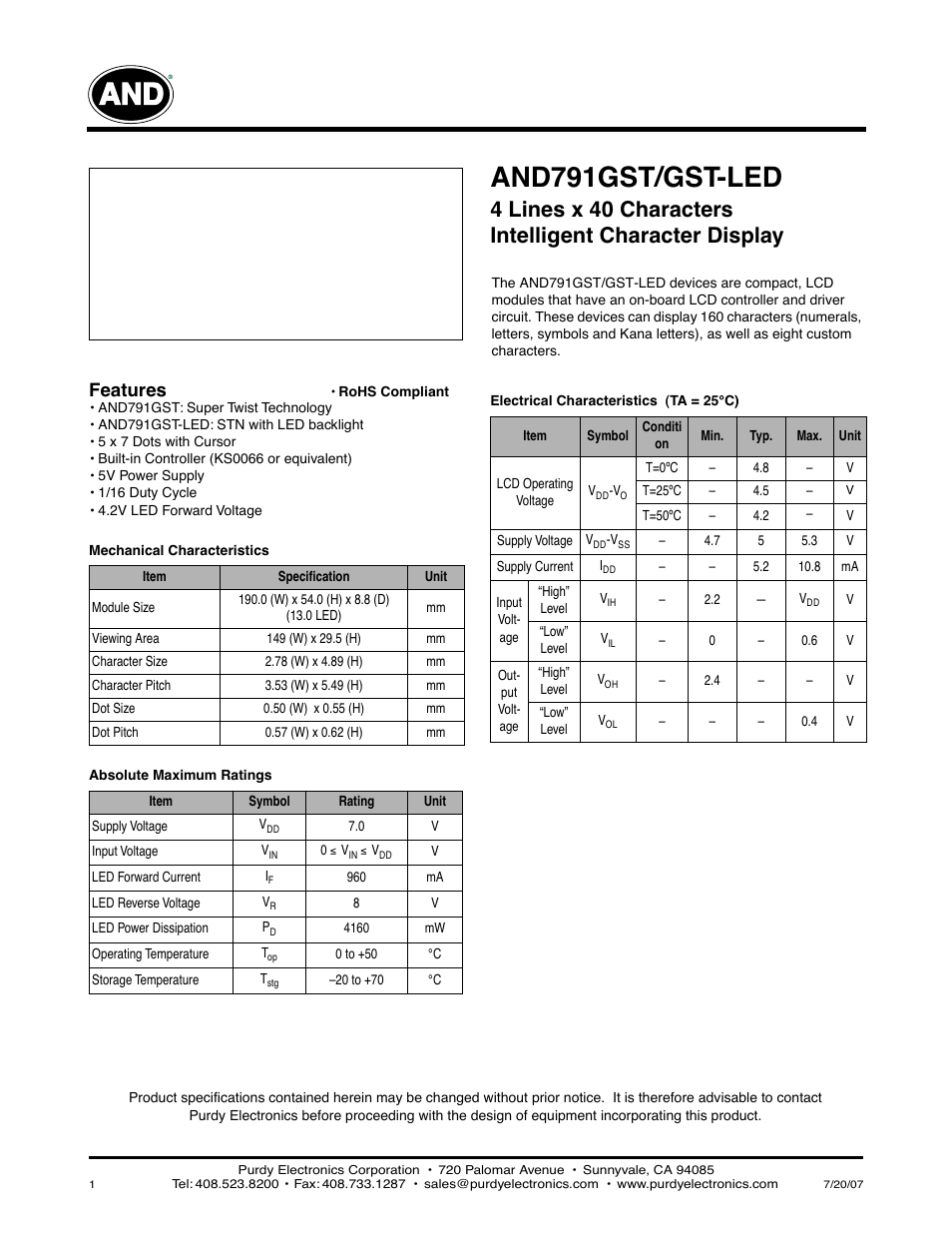 Purdy AND791GST/GST-LED User Manual | 3 pages
