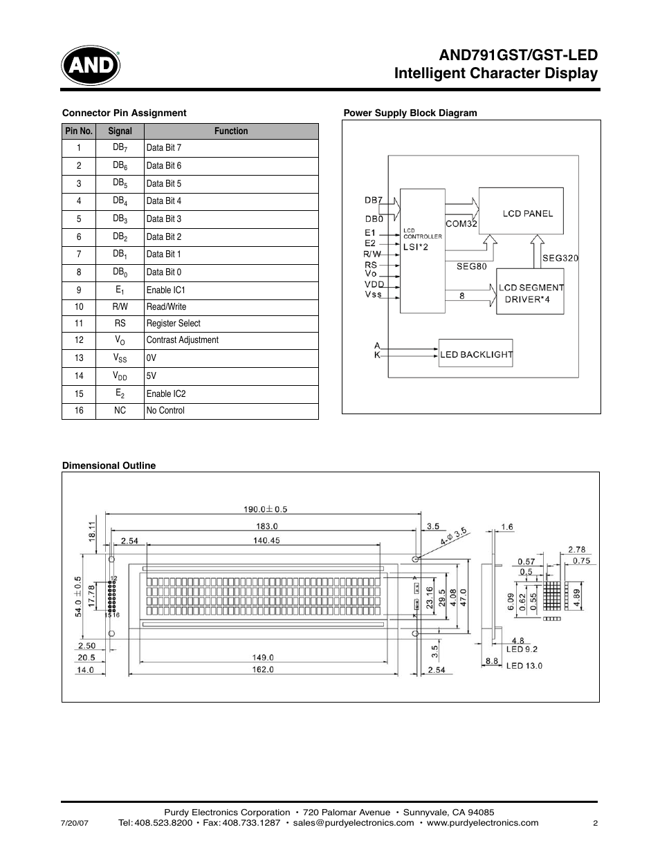 Intelligent character display and791gst/gst-led | Purdy AND791GST/GST-LED User Manual | Page 2 / 3