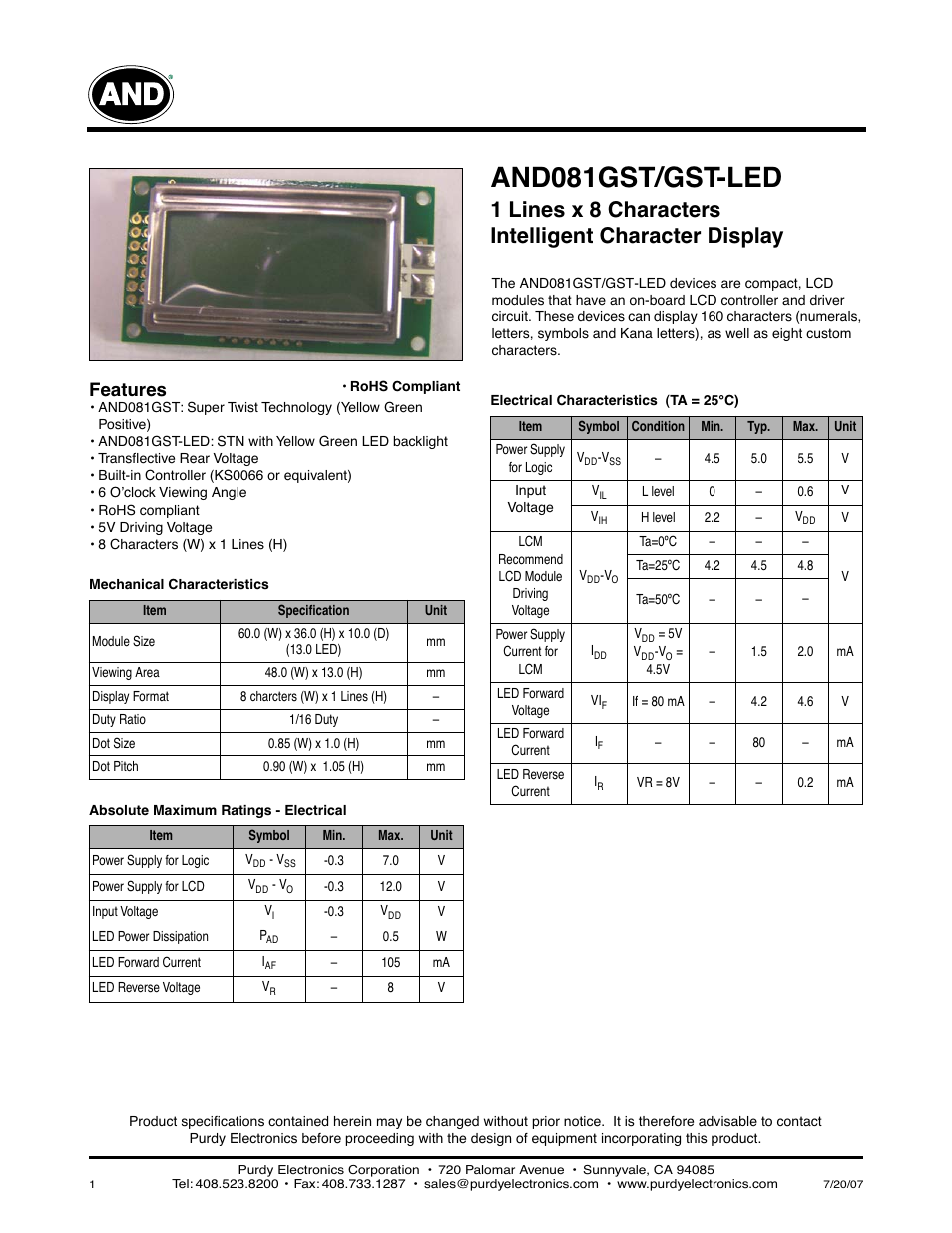 Purdy AND081GST/GST-LED User Manual | 3 pages