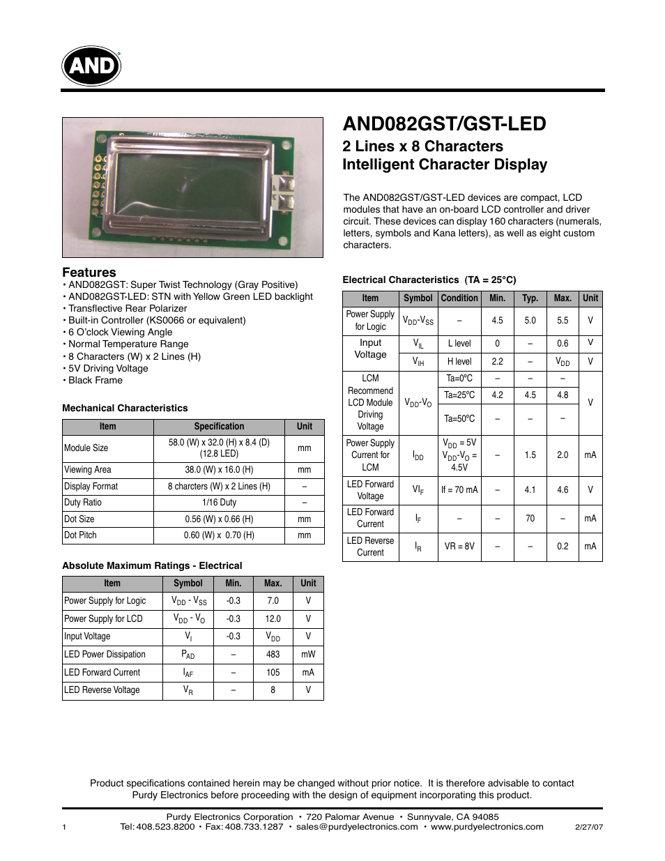 Purdy AND082GST/GST-LED User Manual | 3 pages