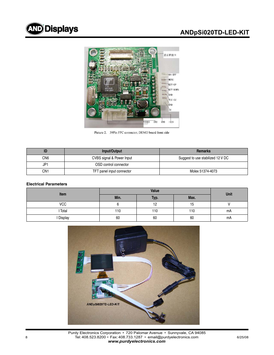 Displays, Andpsi020td-led-kit | Purdy ANDpSi020TD-LED-KIT User Manual | Page 8 / 8