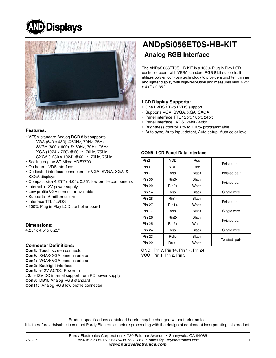 Purdy ANDpSi056ET0S-HB-KIT User Manual | 3 pages