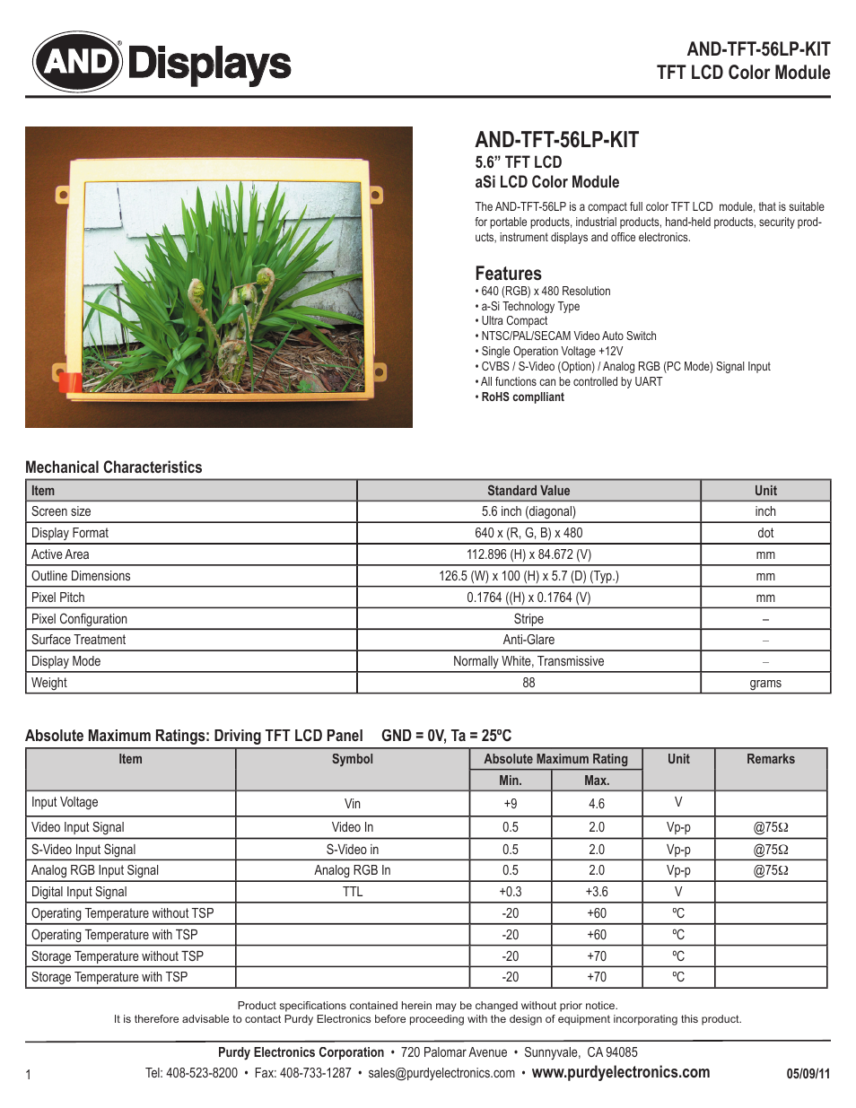 Purdy AND-TFT-56LP-KIT User Manual | 6 pages