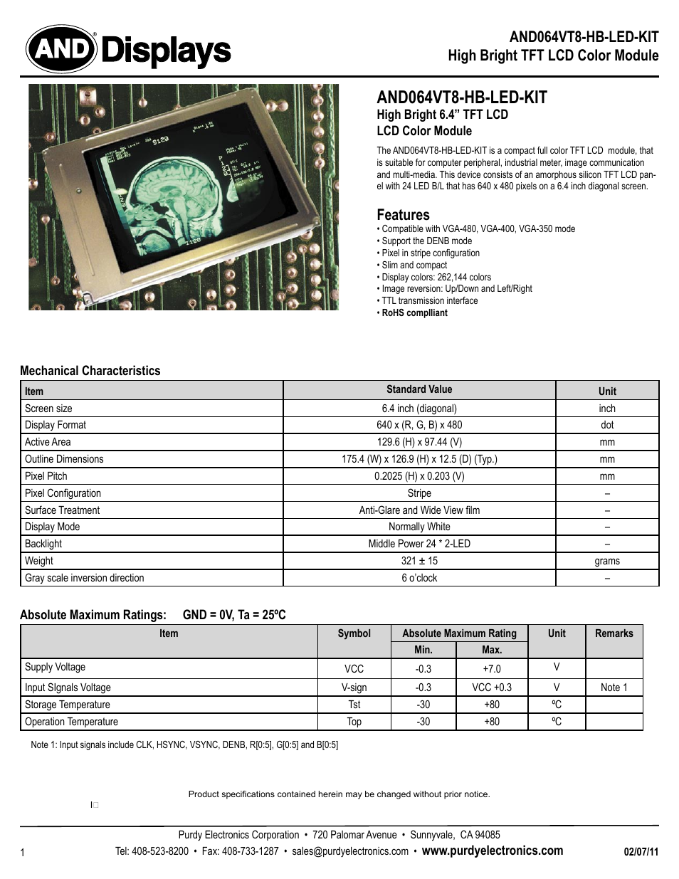 Purdy AND064VT8-HB-LED-KIT User Manual | 11 pages