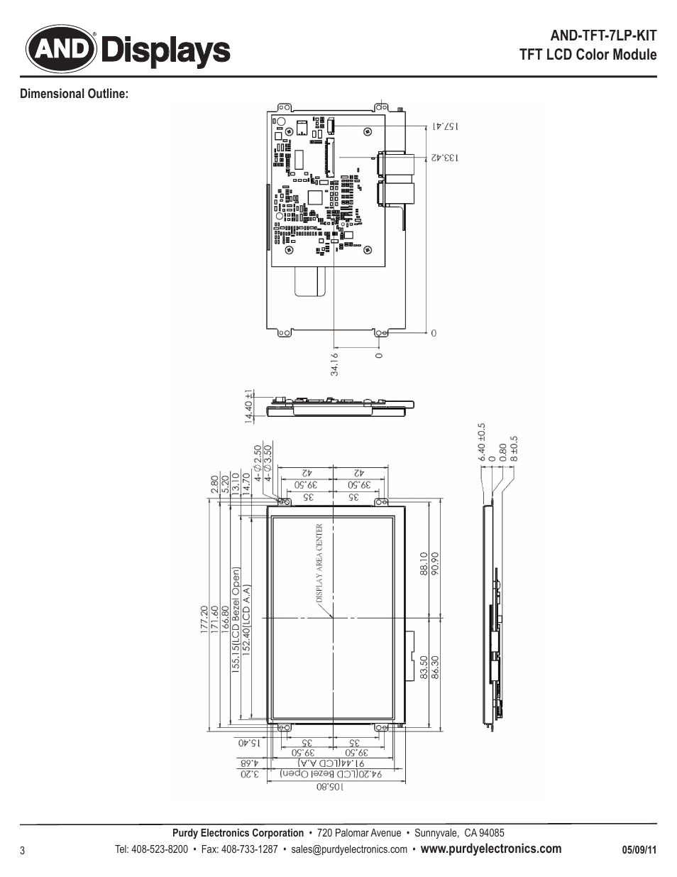 Displays | Purdy AND-TFT-7LP-KIT User Manual | Page 3 / 6