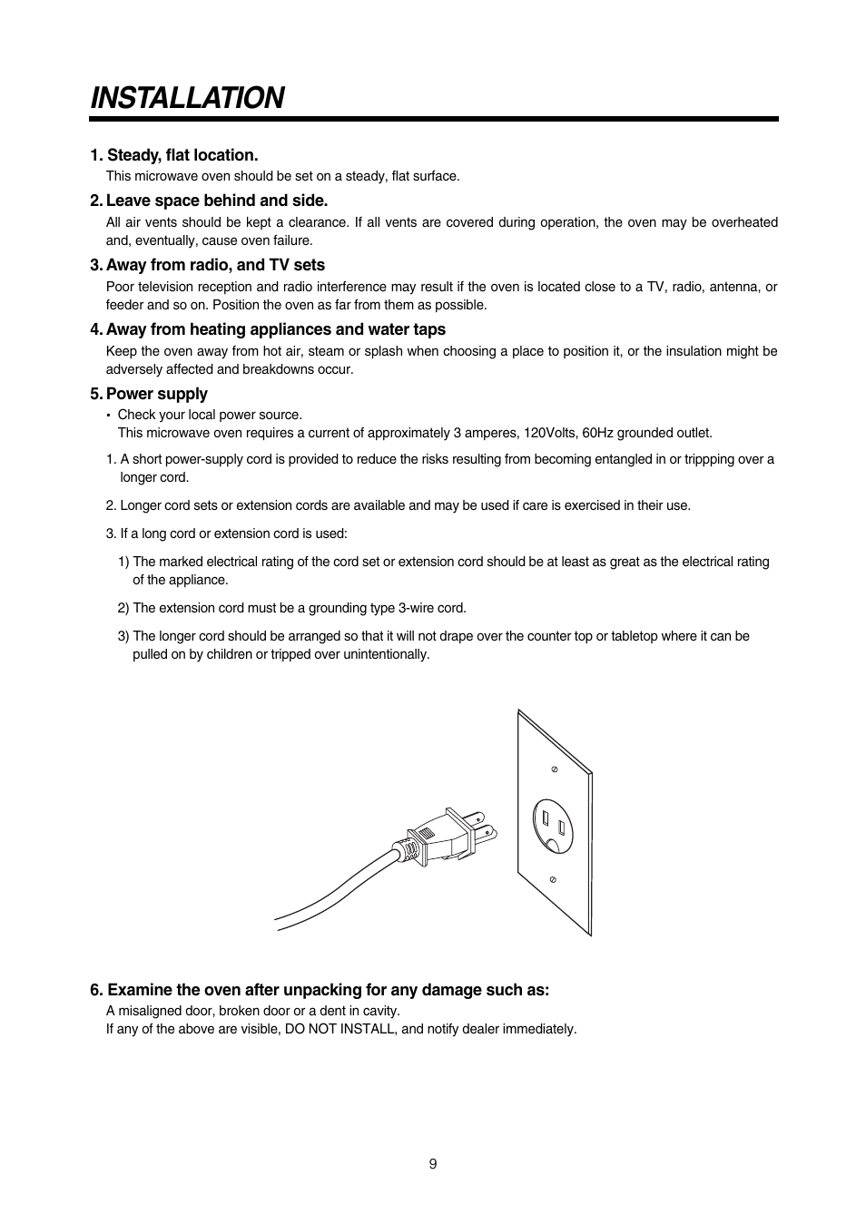 Installation | Daewoo KOR-180A0A User Manual | Page 9 / 35