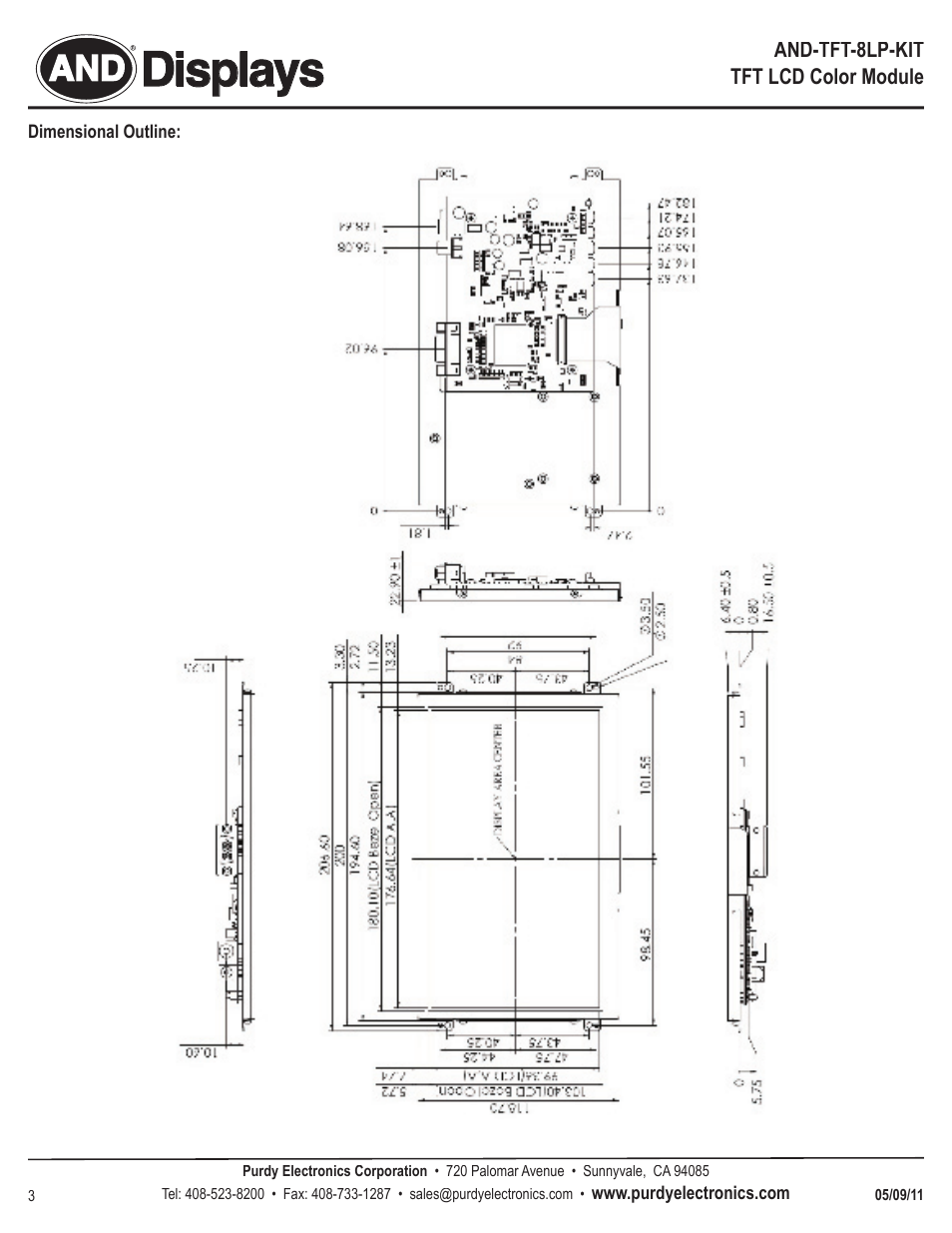 Displays | Purdy AND-TFT-8LP-KIT User Manual | Page 3 / 6