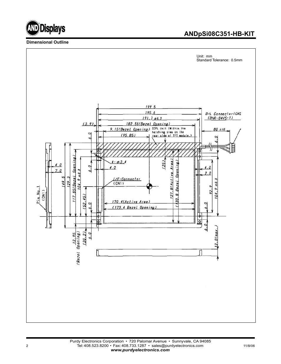 Displays | Purdy ANDpSio8C351-HB-KIT User Manual | Page 2 / 5