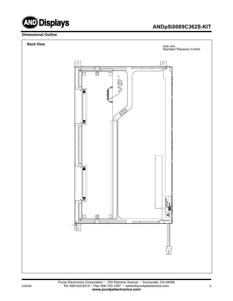 Displays | Purdy ANDpSi089C362S-KIT User Manual | Page 3 / 10