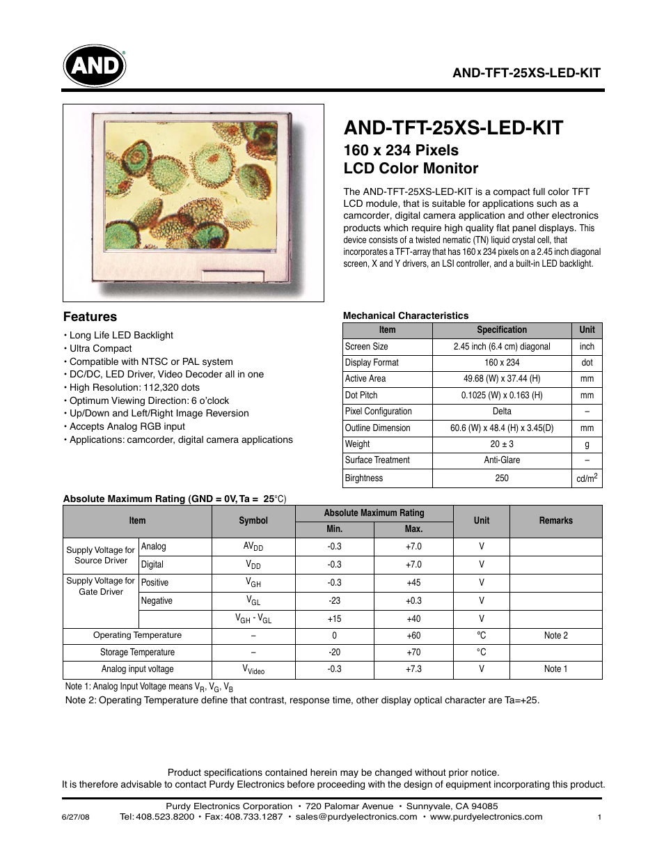 Purdy AND-TFT-25XS-LED-KIT User Manual | 11 pages