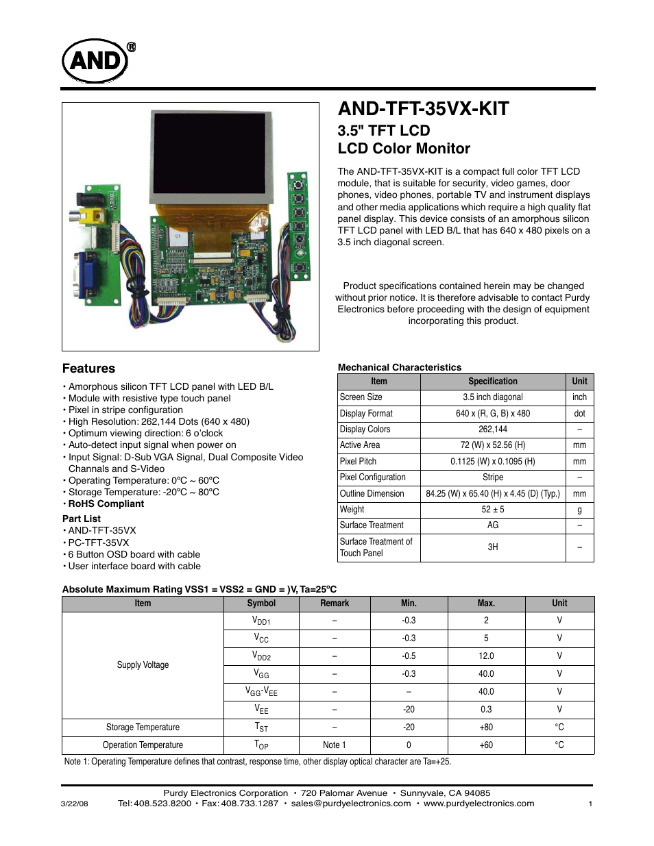 Purdy AND-TFT-35VX-KIT User Manual | 13 pages