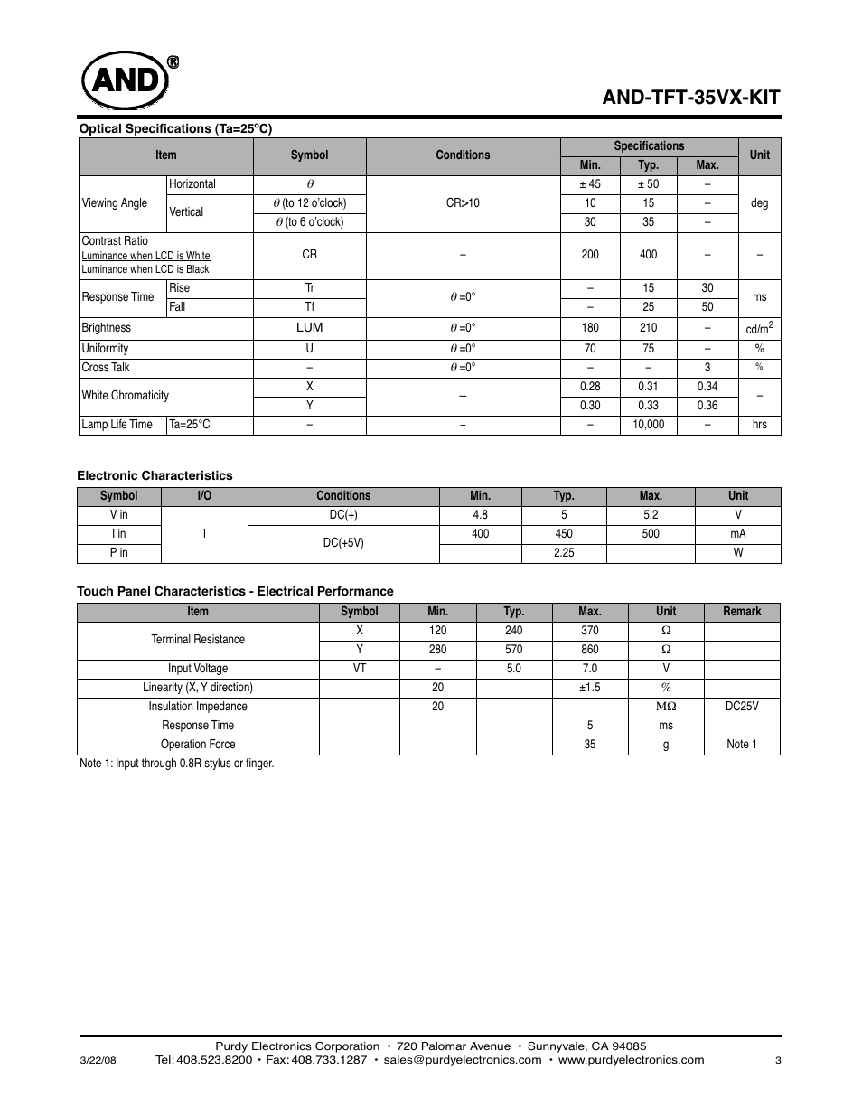 And-tft-35vx-kit | Purdy AND-TFT-35VX-KIT User Manual | Page 3 / 13