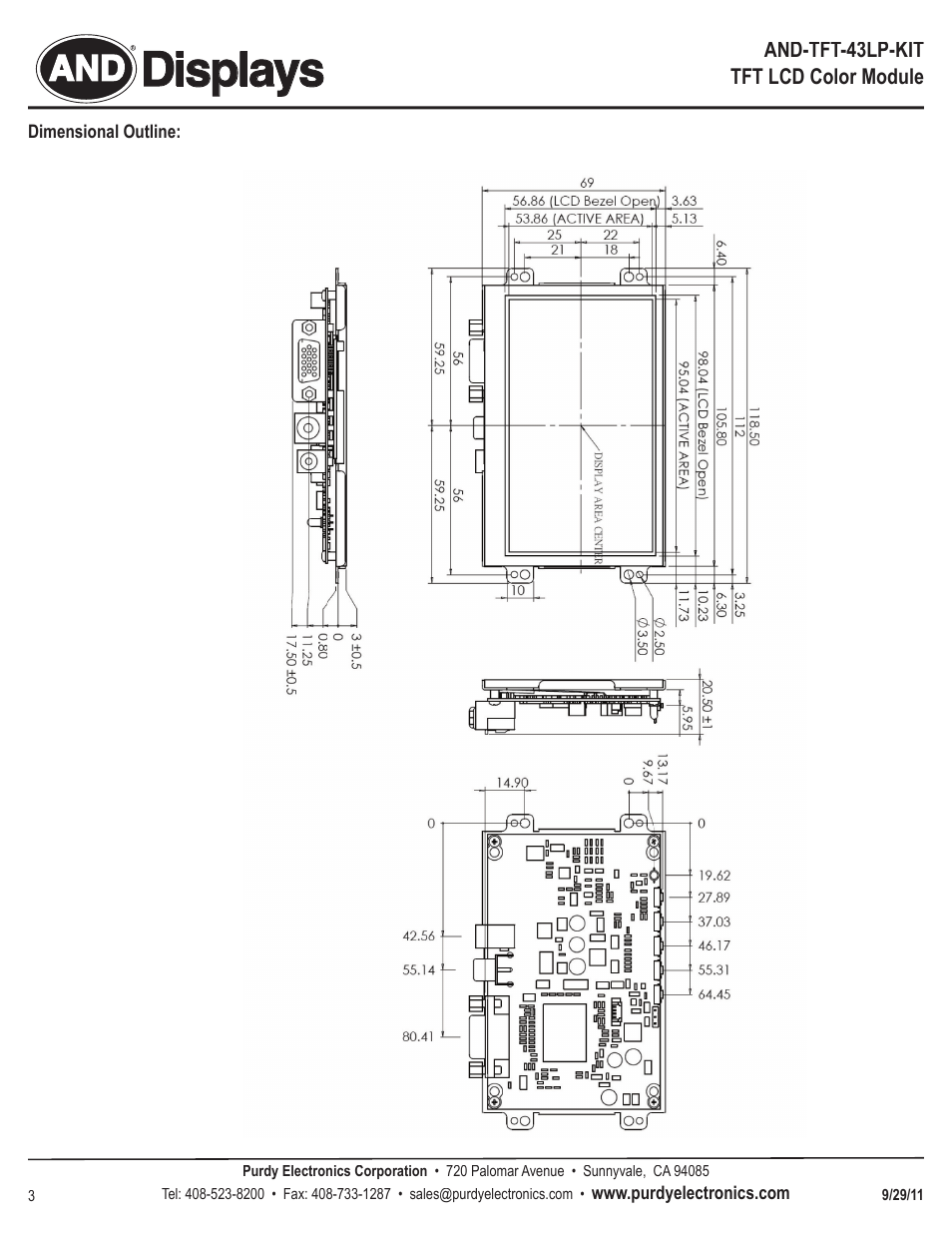 Displays | Purdy AND-TFT-43LP-KIT User Manual | Page 3 / 5