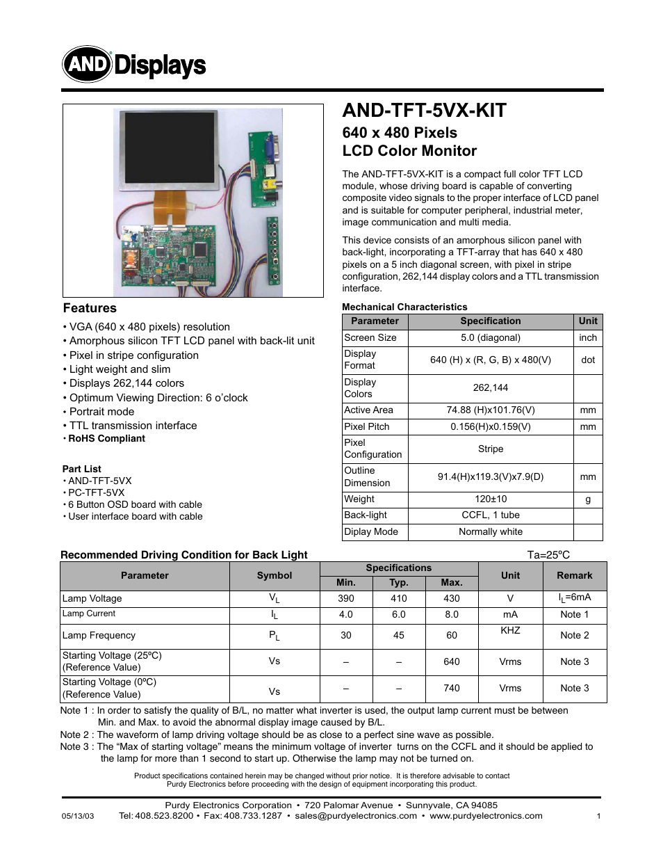 Purdy AND-TFT-5VX-KIT User Manual | 11 pages