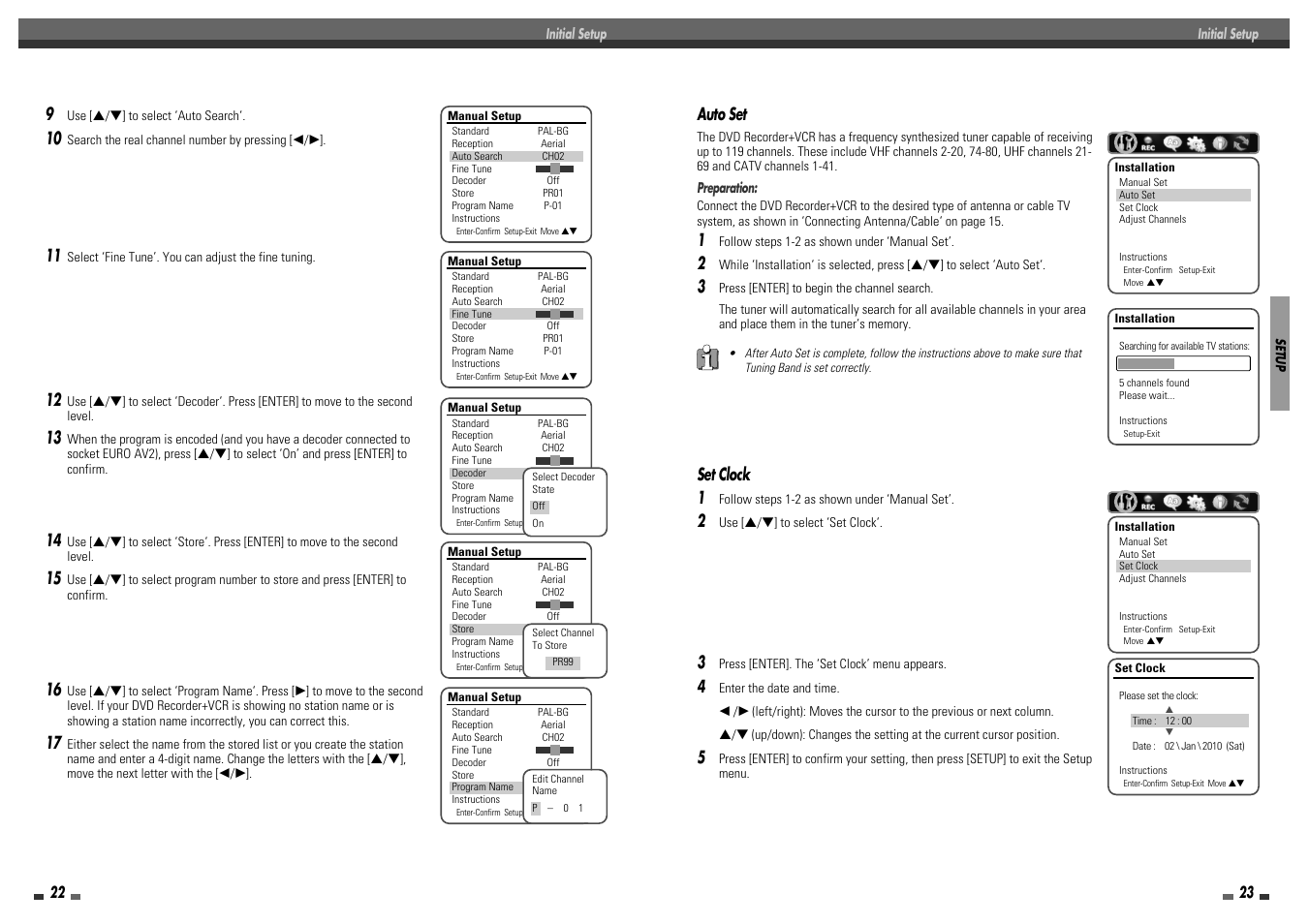 Set clock 1, Auto set | Daewoo DF-8100P User Manual | Page 13 / 35