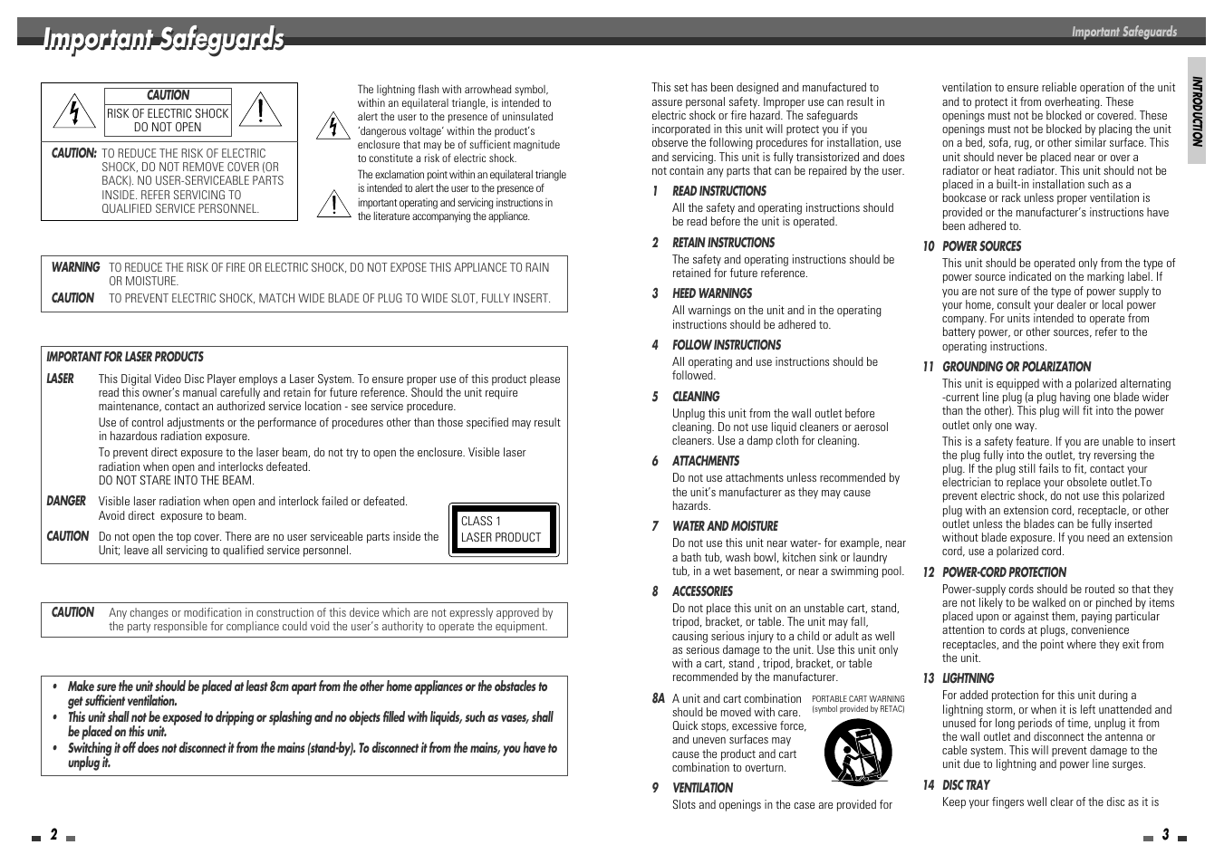 Important safeguards | Daewoo DF-8100P User Manual | Page 3 / 35