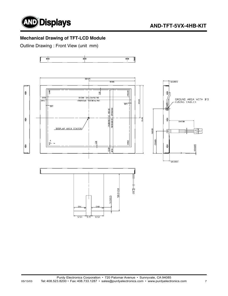 Displays, And-tft-5vx-4hb-kit | Purdy AND-TFT-5VX-4HB-KIT User Manual | Page 7 / 12