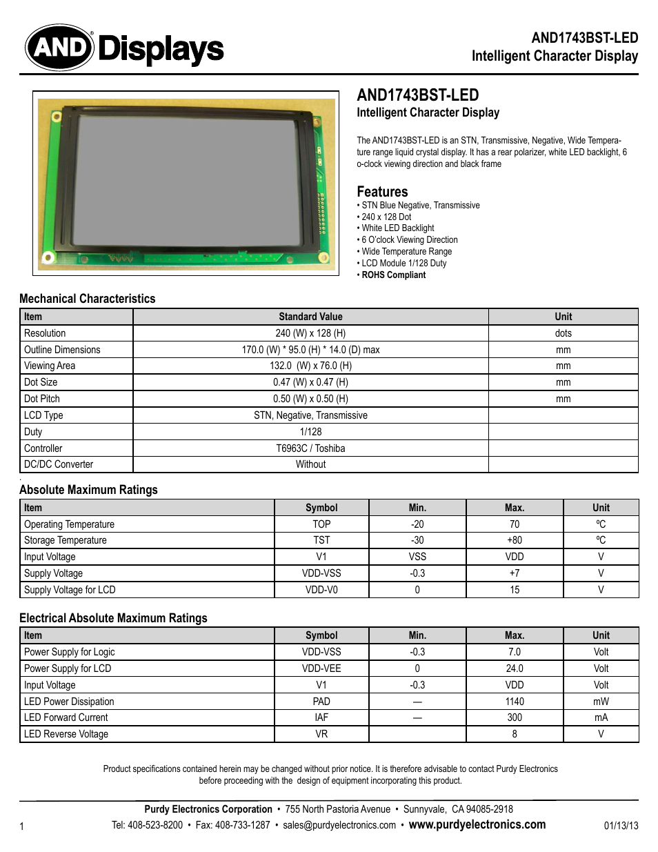 Purdy AND1743BST-LED User Manual | 6 pages