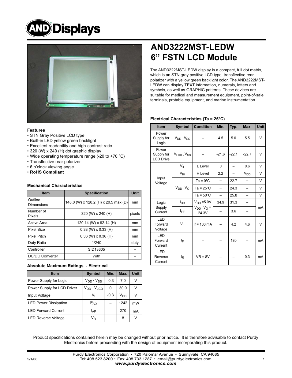 Purdy AND3222MST-LEDW User Manual | 5 pages