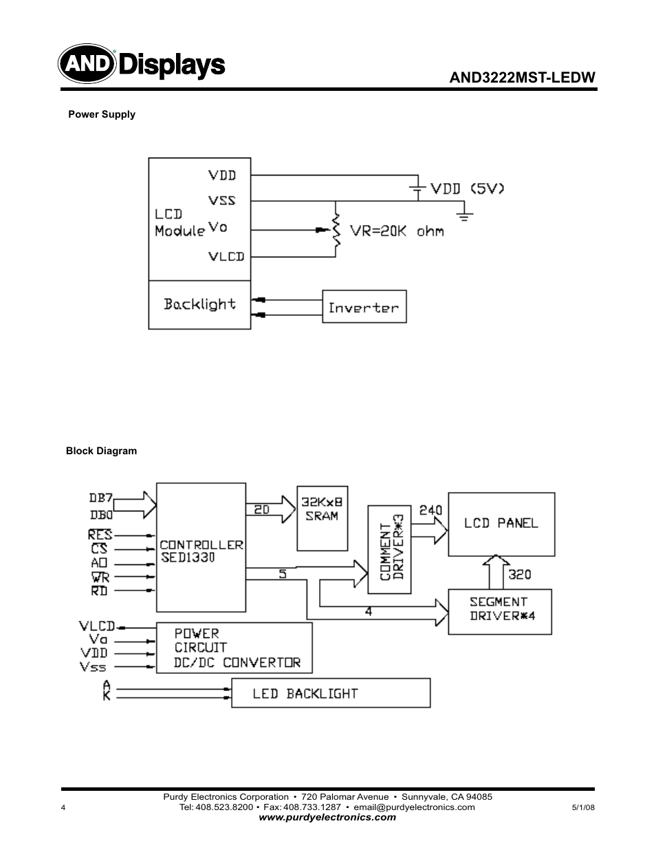 Displays, And3222mst-ledw | Purdy AND3222MST-LEDW User Manual | Page 4 / 5