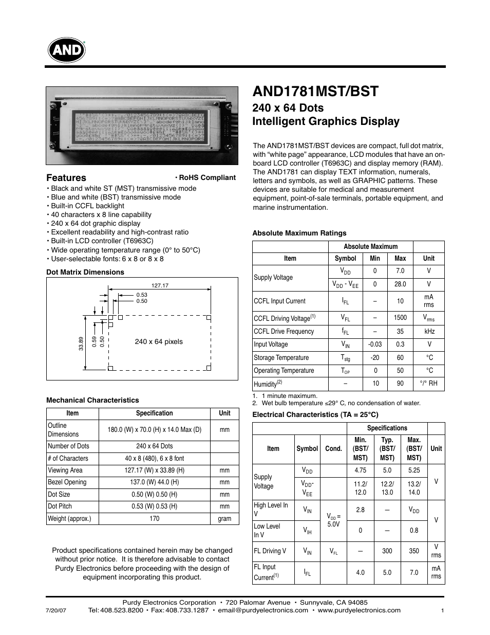 Purdy AND1781MST/BST User Manual | 3 pages