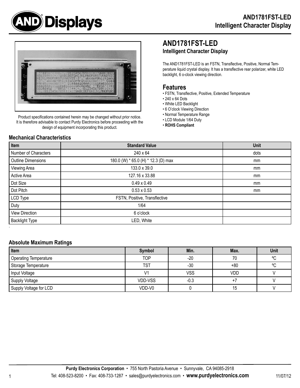Purdy AND1781FST-LED User Manual | 5 pages