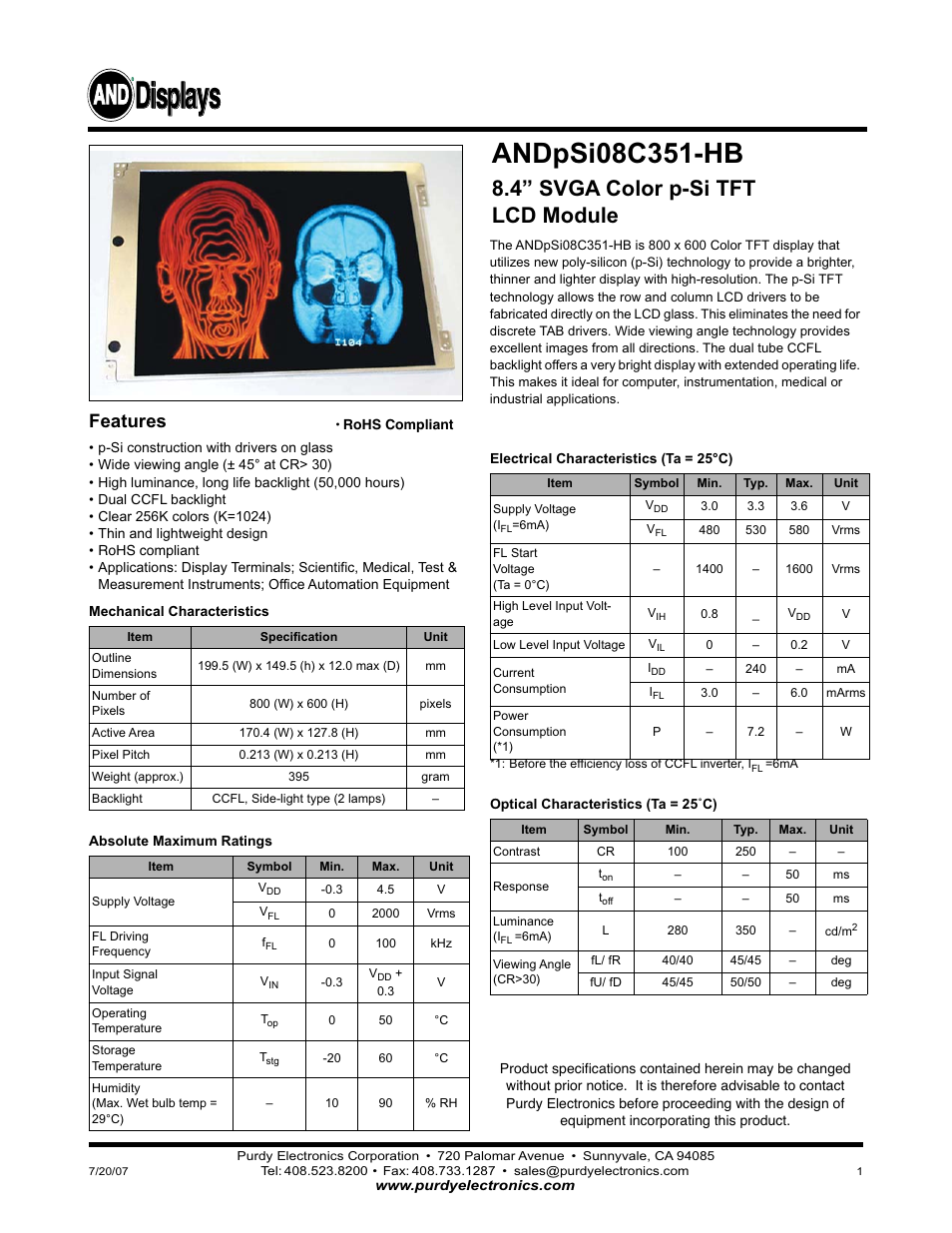 Purdy ANDpSi08C351-HB User Manual | 5 pages