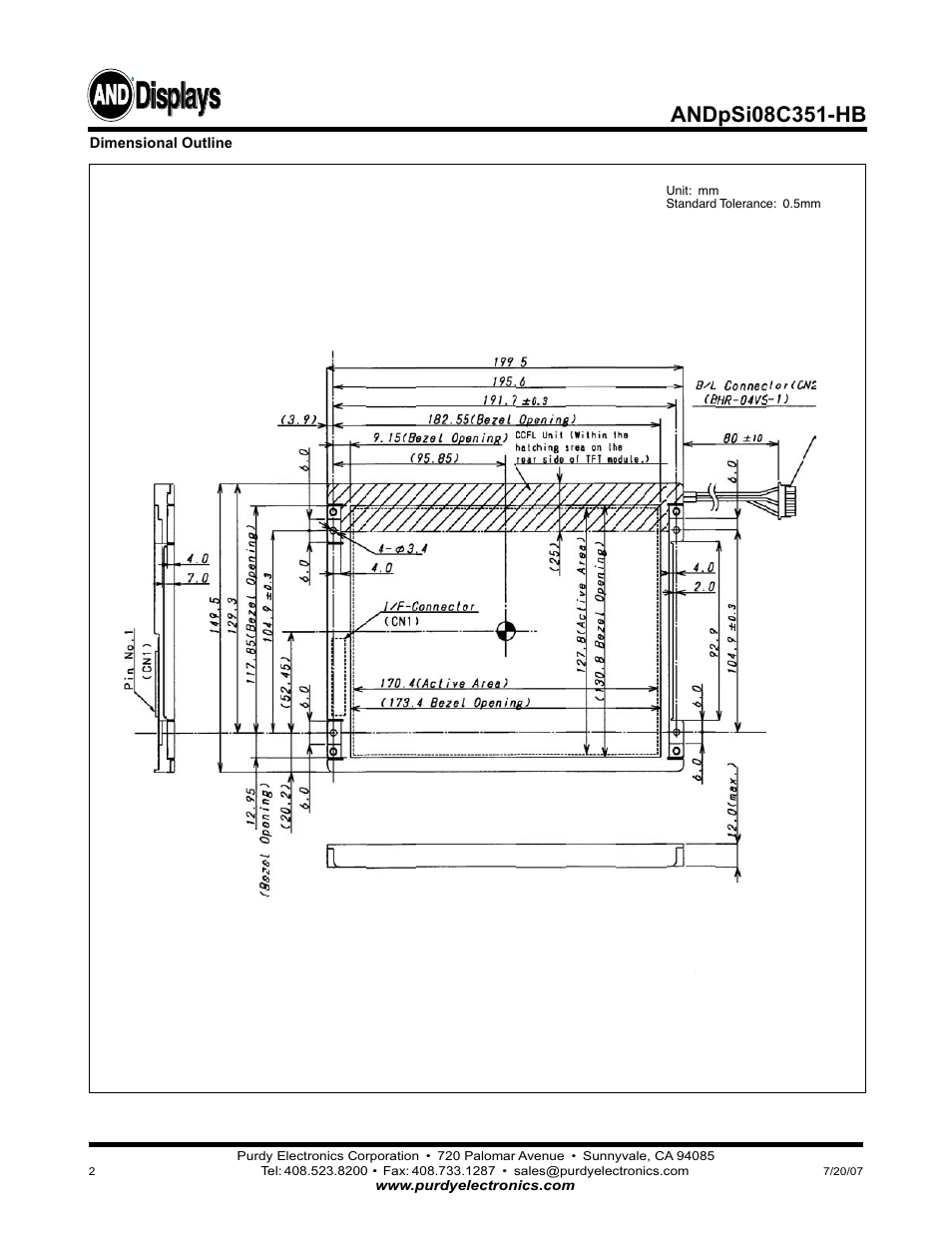 Displays | Purdy ANDpSi08C351-HB User Manual | Page 2 / 5