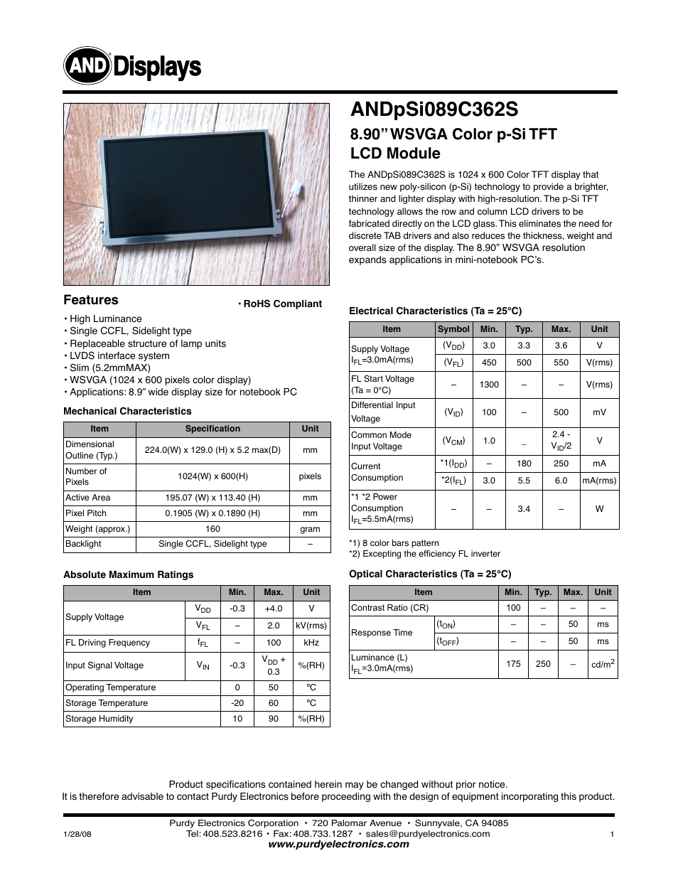 Purdy ANDpSi089C362S User Manual | 6 pages